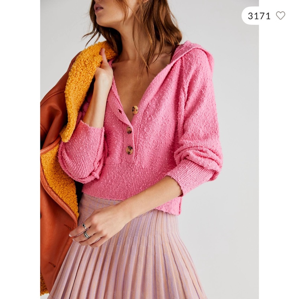 Free People Found My Friend Hoodie in Giggles Bubblegum Pink - worn once!